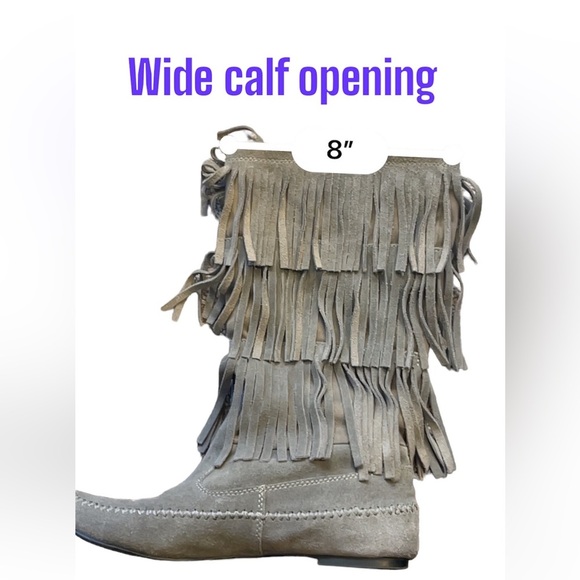Suede fringe moccasin-style boots in great condition - Picture 11 of 14